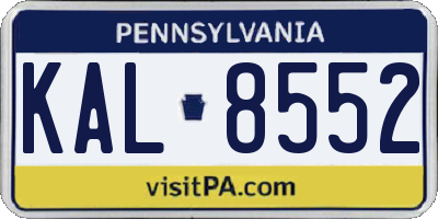 PA license plate KAL8552