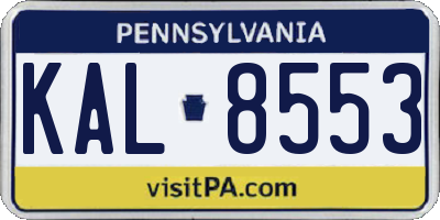 PA license plate KAL8553
