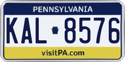 PA license plate KAL8576