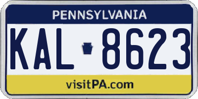 PA license plate KAL8623