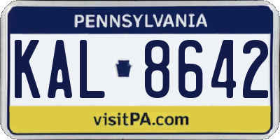 PA license plate KAL8642