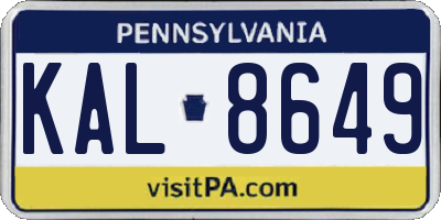 PA license plate KAL8649