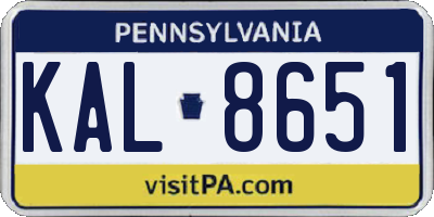 PA license plate KAL8651