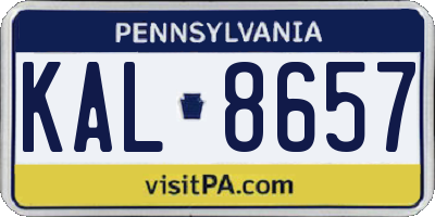 PA license plate KAL8657