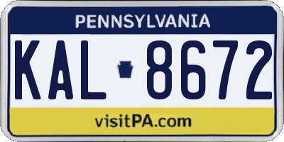 PA license plate KAL8672