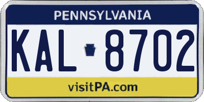 PA license plate KAL8702