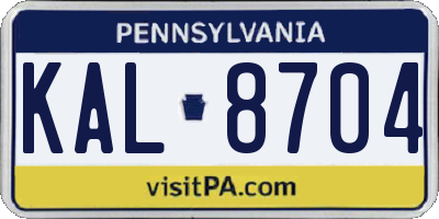 PA license plate KAL8704