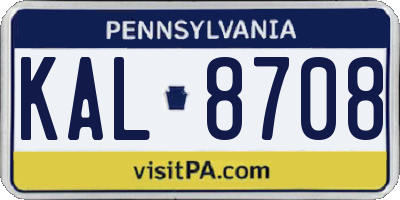 PA license plate KAL8708