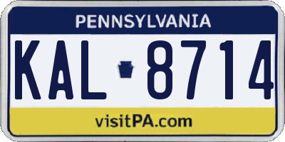 PA license plate KAL8714