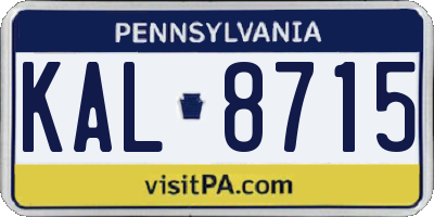 PA license plate KAL8715