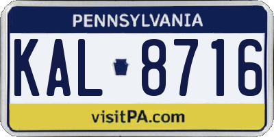 PA license plate KAL8716