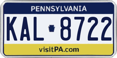 PA license plate KAL8722