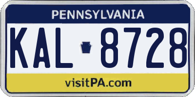 PA license plate KAL8728