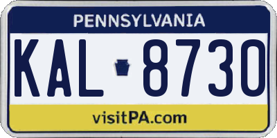 PA license plate KAL8730