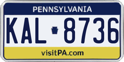 PA license plate KAL8736