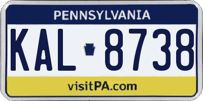 PA license plate KAL8738