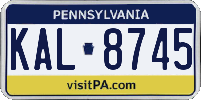 PA license plate KAL8745