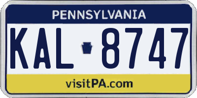 PA license plate KAL8747