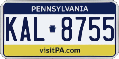 PA license plate KAL8755