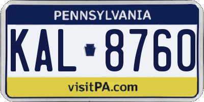 PA license plate KAL8760