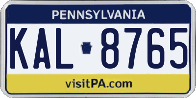 PA license plate KAL8765