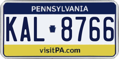 PA license plate KAL8766