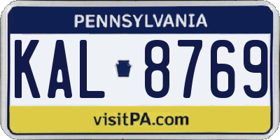 PA license plate KAL8769