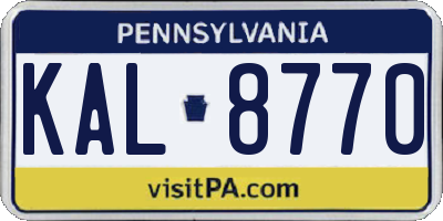 PA license plate KAL8770