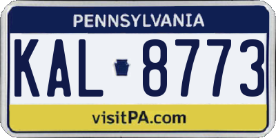 PA license plate KAL8773