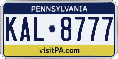 PA license plate KAL8777