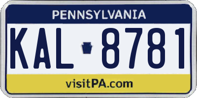 PA license plate KAL8781
