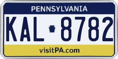 PA license plate KAL8782
