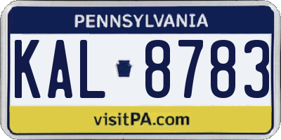 PA license plate KAL8783
