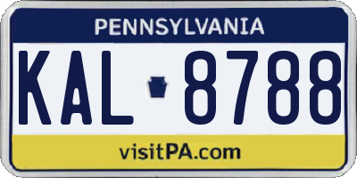 PA license plate KAL8788