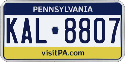 PA license plate KAL8807