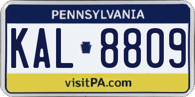 PA license plate KAL8809