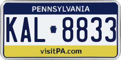 PA license plate KAL8833