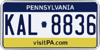 PA license plate KAL8836