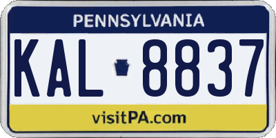 PA license plate KAL8837