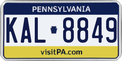 PA license plate KAL8849