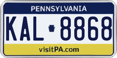 PA license plate KAL8868