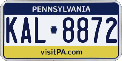 PA license plate KAL8872