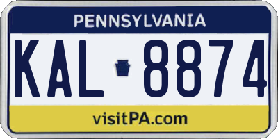 PA license plate KAL8874