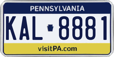 PA license plate KAL8881