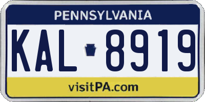PA license plate KAL8919