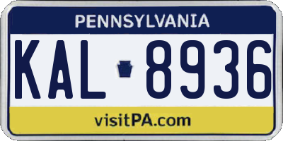 PA license plate KAL8936
