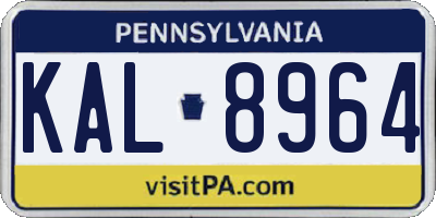PA license plate KAL8964