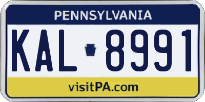 PA license plate KAL8991