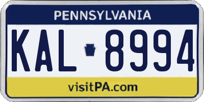 PA license plate KAL8994