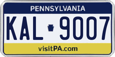 PA license plate KAL9007